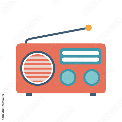 Retro Vintage Red Radio with Antenna and Speaker Grill