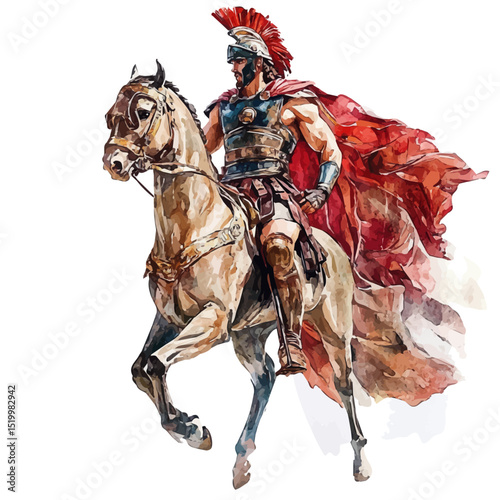 Achilles Greek Mythology, watercolor vector, high quality, isolated on a white background.
