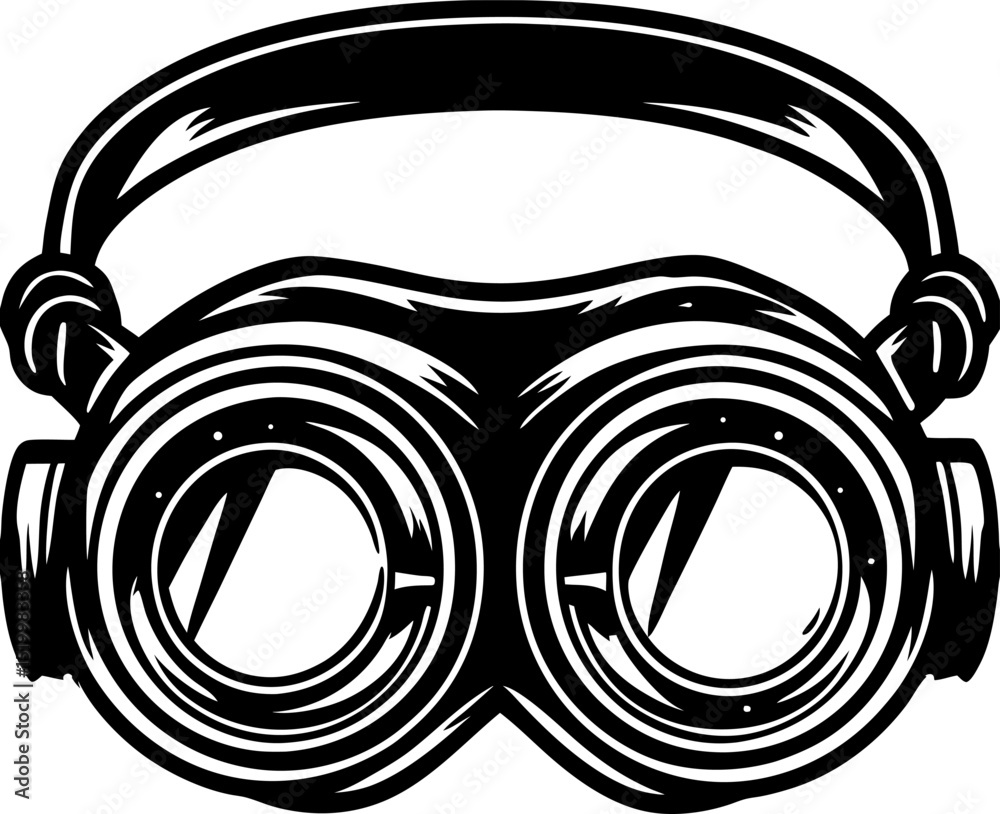 Vintage Goggles Retro Style Headwear, Classic Eyewear Design, Steampunk Inspired Illustration