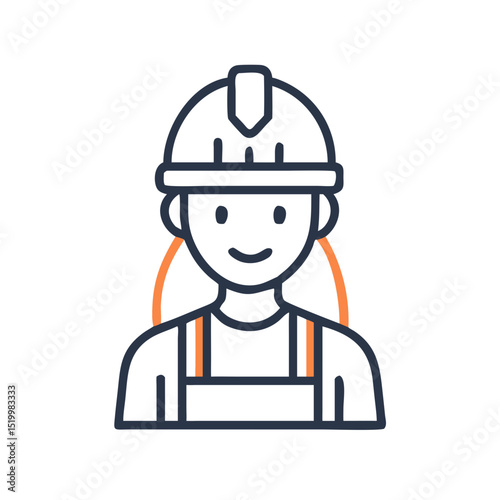 Happy Construction Worker Icon Happy Smiling Person Wearing Hard Hat and Overalls
