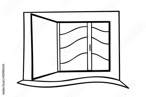 Open window lineart illustration simple design