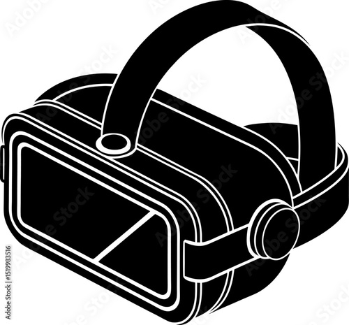Virtual Reality Headset Silhouette Icon Design on white background
