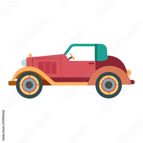 Classic Vintage Red Roadster Automobile Illustration Graphic Design