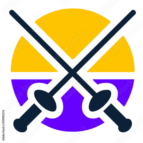 Crossed rapiers vector illustration representing traditional fencing, classical dueling, and combat sports on transparent background for historical and martial arts designs