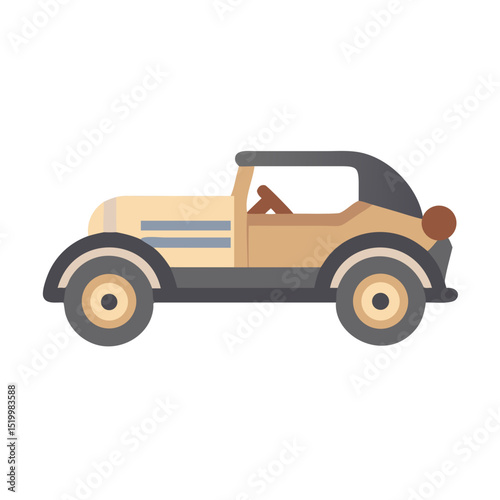 Vintage Classic Car Illustration Retro Automobile Design Beige Color
