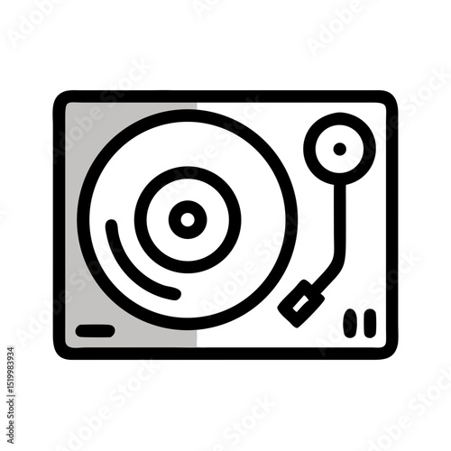 Classic Turntable Vinyl Record Player Icon Illustration Design Graphic Image