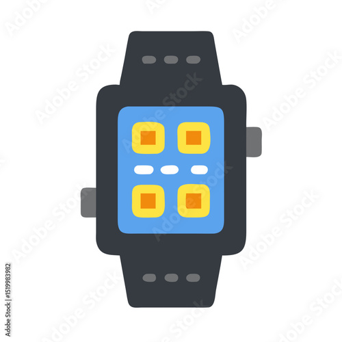 Stylish Smartwatch with Modern Blue Interface and Multiple App Icons