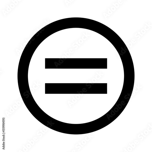 Circular Symbol with Two Parallel Horizontal Lines Inside a Thick Circle Graphic Design Element