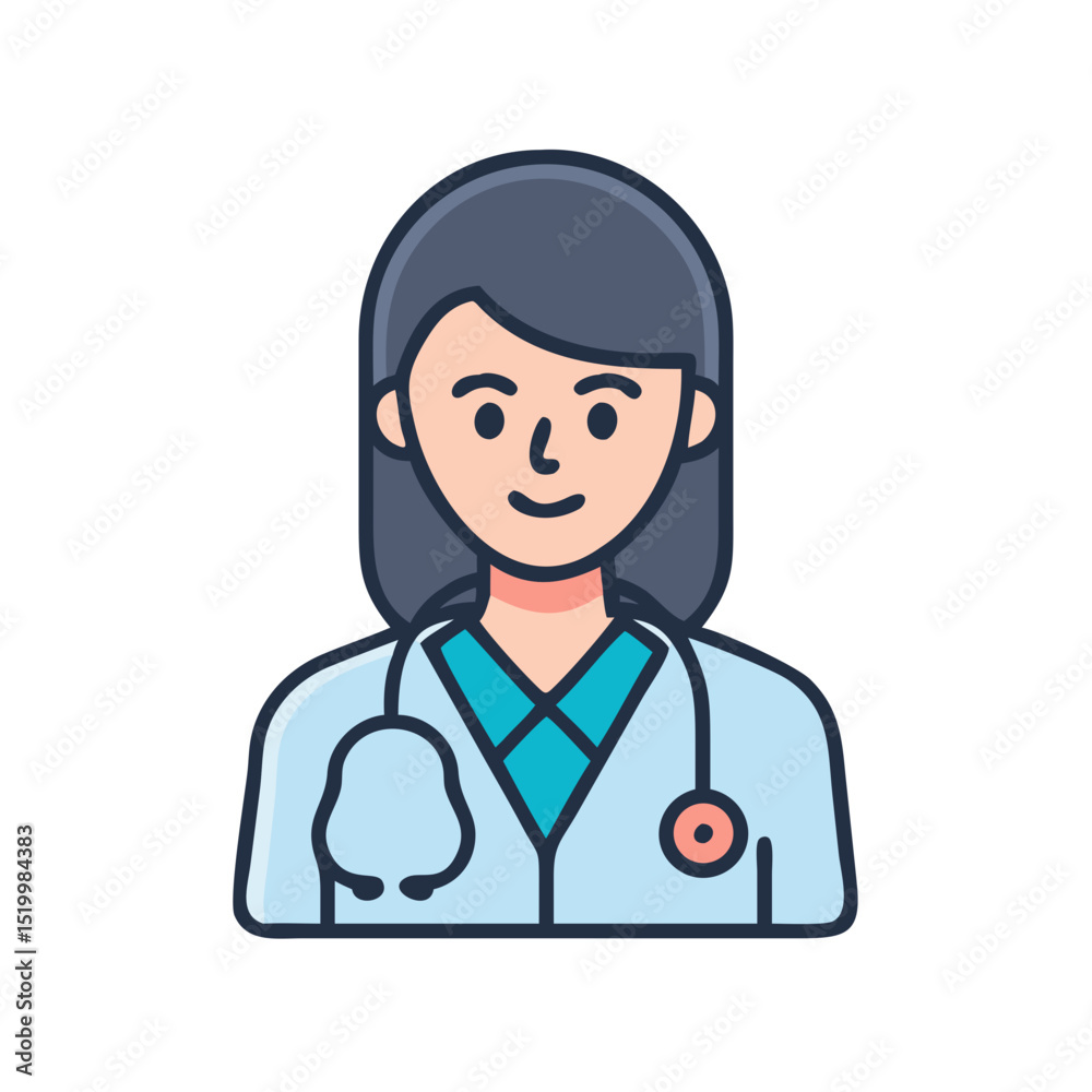 Fototapeta premium Female Doctor Icon Illustration Healthcare Professional Medicine Clinic Hospital Physician Avatar