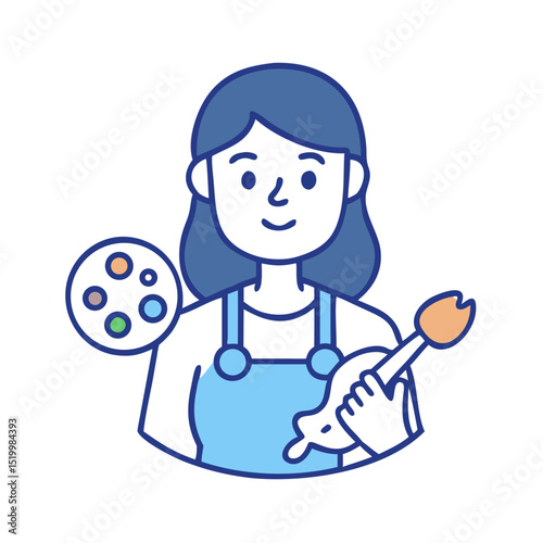 A young female artist holding a paintbrush and palette cheerful and creative woman painter