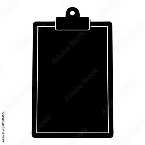 Simple black clipboard with paper silhouette vector illustration