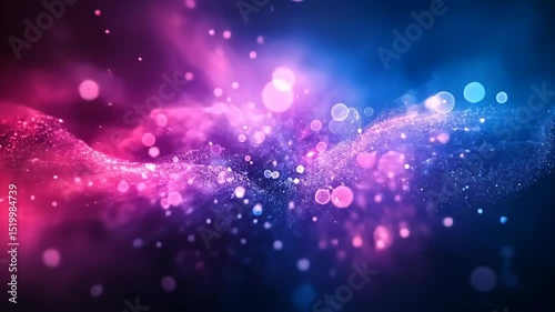 Abstract vibrant digital particles swirling in a dynamic display of pink and blue