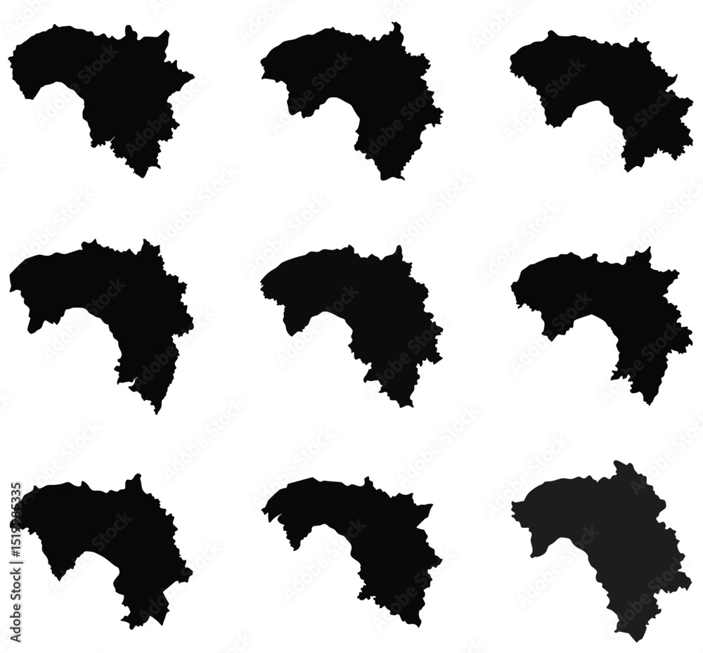 Fototapeta premium Guinea map black silhouette vector style with white background