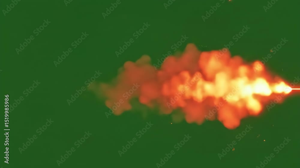 Laser Beam with Fire and Explosion on Green Screen VFX Stock Footage