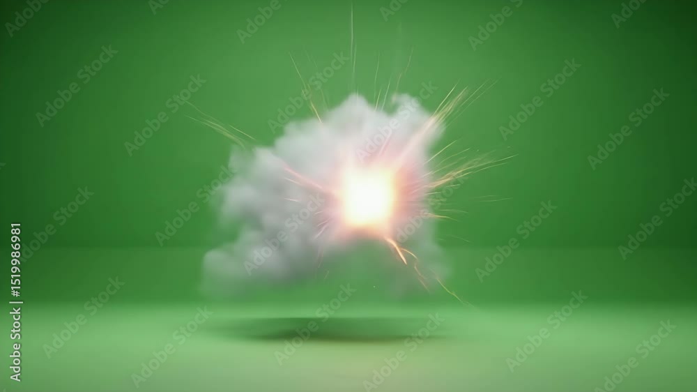 Powerful Energy Burst Explosion Green Screen Element