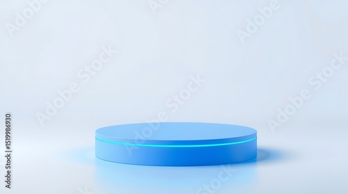 Minimalist blue round platform product display, podium