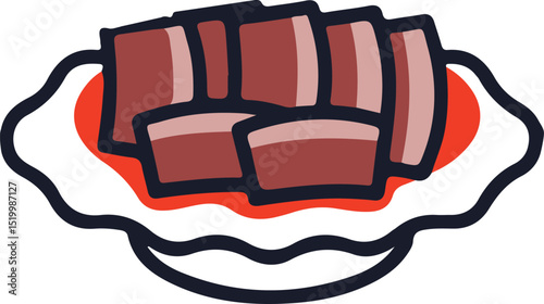 Deliciously Drawn Braised Pork on a Plate