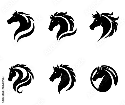 A set of black and white horses