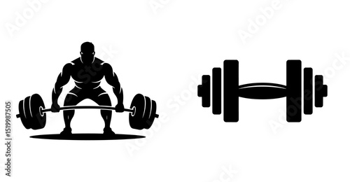 Weightlifting and Dumbbell Fitness Silhouette