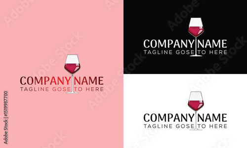 Wine Logo with glass vector template wine logo for bar or restaurant