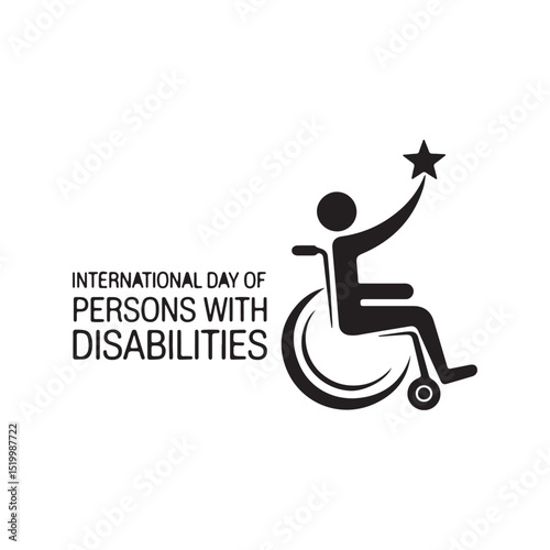 International Day of Persons with Disabilities Illustration,Disability Awareness Day Vector Design,Inclusive Wheelchair Symbol with Star,Disabled Person Reaching for Star Vector