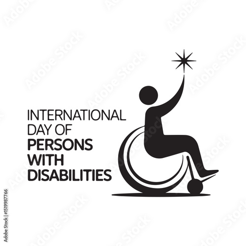 International Day of Persons with Disabilities Illustration,Disability Awareness Day Vector Design,Inclusive Wheelchair Symbol with Star,Disabled Person Reaching for Star Vector