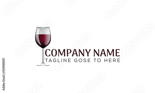 Wine Logo with glass vector template wine logo for bar or restaurant