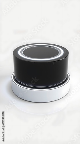 Modern black and white cylinder display stand, red, platform, 