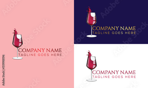 Wine Logo with glass vector template wine logo for bar or restaurant