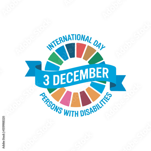 International Day of Persons with Disabilities Logo,Disability Awareness Day Circle Badge,December 3 Disability Celebration Emblem,Colorful Disability Day Vector Design,Disability Inclusion Day