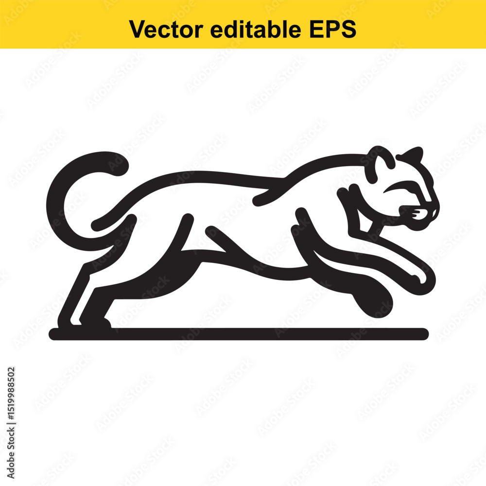 Vector illustration of a stylized cougar in a leaping pose, perfect for logos and designs. Vector illustration of a stylized cougar in a leaping pose, perfect for logos and designs.