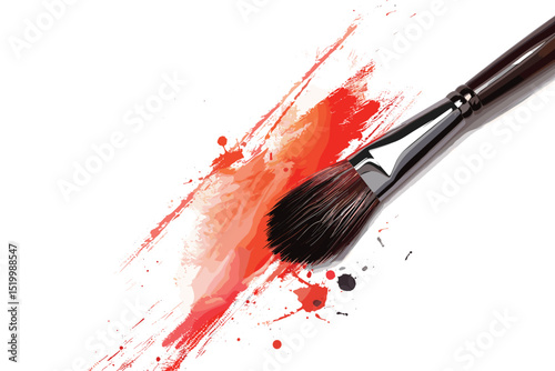 Red paint stroke on a white background 