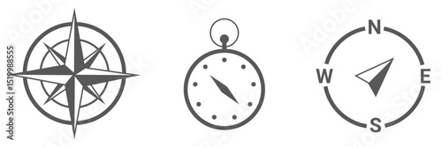 compass icon. vector icon set with compass rose.