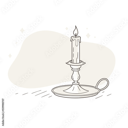 Single lit candle with flame vector illustration
