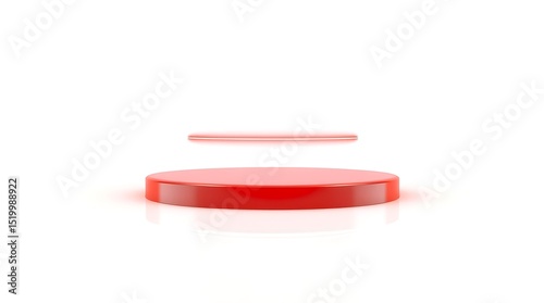 Red circular platform minimalist product display stand, podium