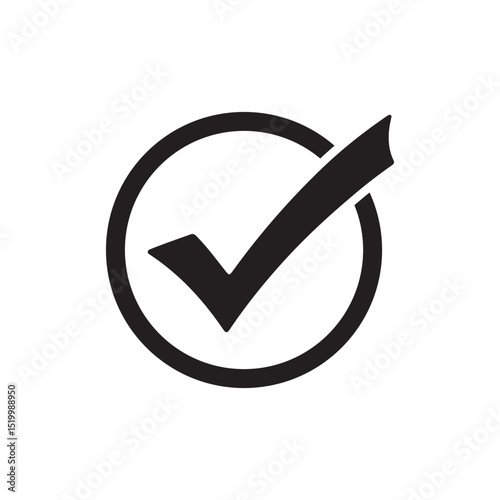 A clean, minimalist black checkmark icon enclosed within a circle on a white background.