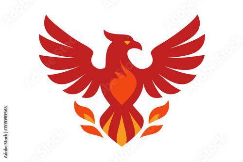 Logo Design Featuring a Red Phoenix Bird with Spread Wings