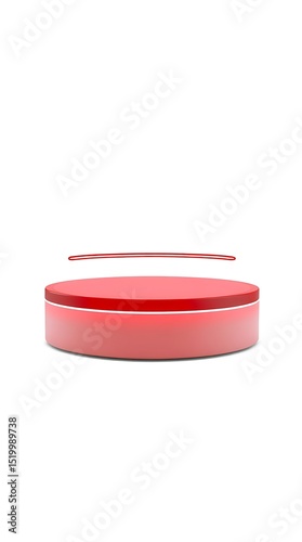 Red round product display platform minimalist design, podium