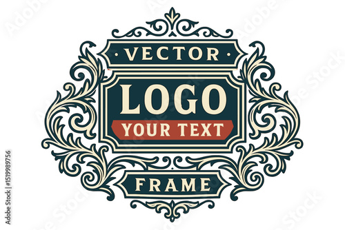 Ornate logo templates, including a vector vintage frame, are ideal for designing labels for tattoos, barber shops, beer, and whiskey