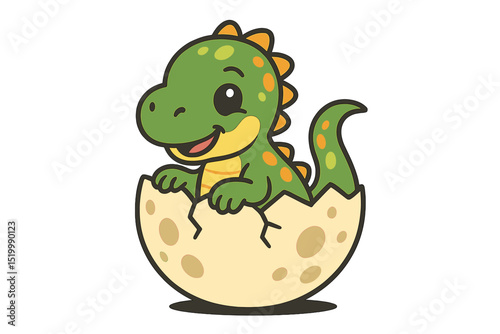 Vector Image of a Baby Dinosaur Sitting Atop its Egg