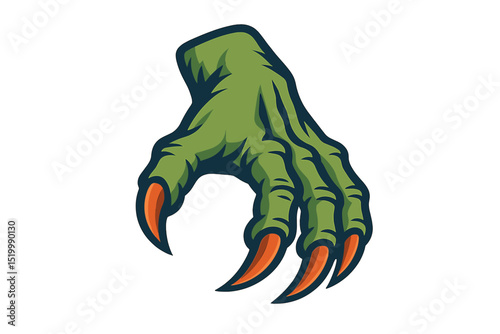 A monster hand with claws is depicted in this vector illustration, ideal for logos, labels, signs, and emblems