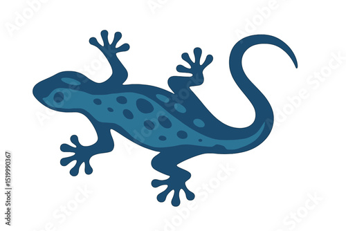 A vector illustration of a beautiful monochrome lizard is accompanied by its silhouette