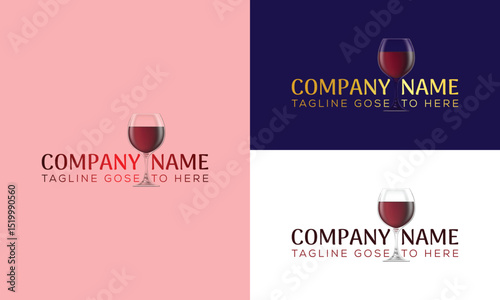 Wine Logo with glass vector template wine logo for bar or restaurant