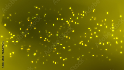 Yellow glowing glitter bokeh particles elegant particles background. Futuristic glittering particle white background