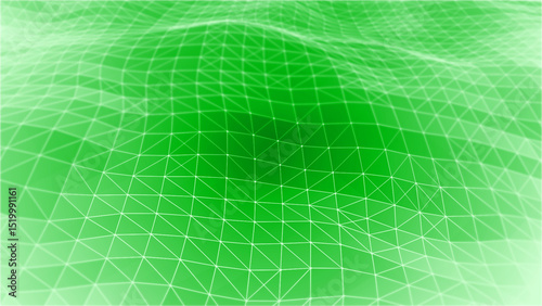Green color mesh of connecting dots and lines futuristic technology background
