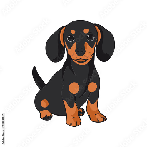 Dachshund Dog Illustration: A charming illustration of a Dachshund dog, with its distinctive long body, short legs, and expressive eyes, ready to captivate the hearts of dog lovers.