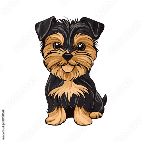 Cheerful Yorkshire Terrier: A charming Yorkshire Terrier with its soft fur, expressive eyes, and playful demeanor, embodying the essence of canine companionship.