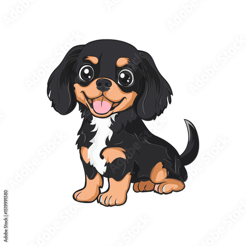 Happy Puppy's Portrait: A heartwarming illustration of a small, friendly puppy, portrayed with a simple style, full of joy.
