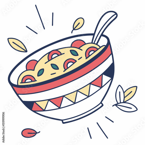Simple and Tasty Poha Icon in Colorful Flat Vector Style