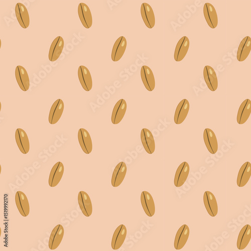 Wheat vector cartoon seamless pattern for template farmer market design, label and packing. Natural energy protein organic super food.